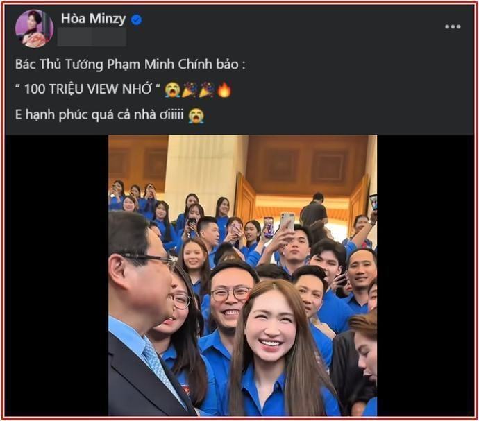 Hòa Minzy hạnh phúc khi được Thủ tướng khen