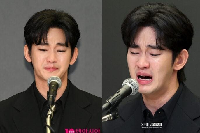 Kim Soo Hyun bật khóc nức nở giữa buổi họp báo ồn ào tình cảm