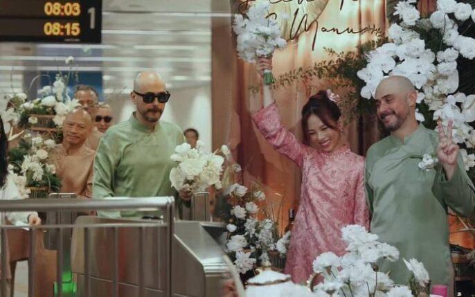 Cô dâu Việt ‘phá cách’ rước dâu bằng Metro và xe buýt 2 tầng gây sốt MXH