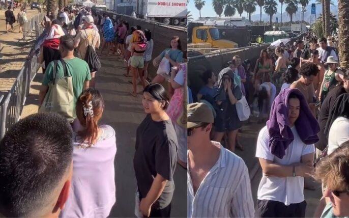 Coachella 2025: Hàng nghìn người xếp hàng dài chờ tắm giữa sa mạc nóng bỏng