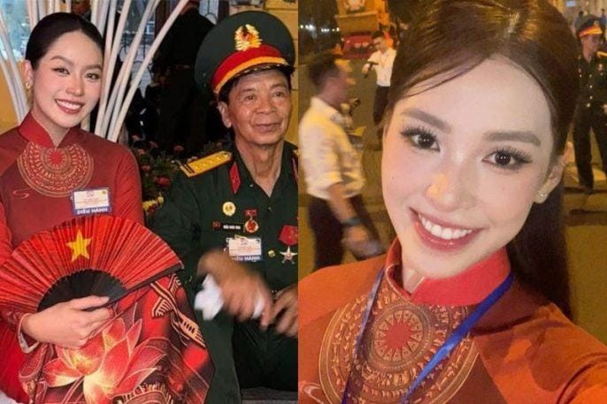 Hoa hậu Tiểu Vy, Thanh Thuỷ thức đêm tham gia diễu binh lịch sử