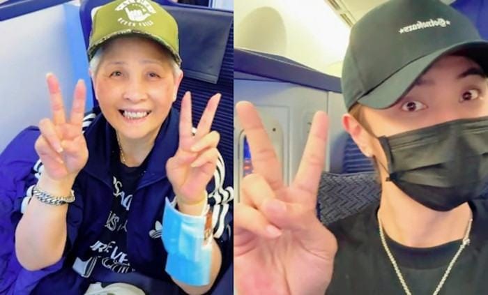 La Chí Tường và mẹ tại bãi biển