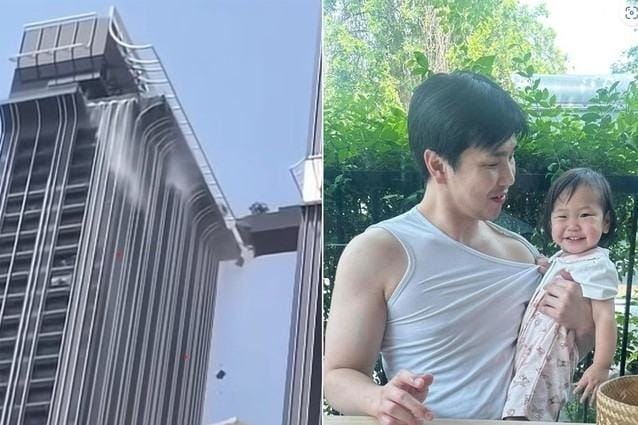 Người đàn ông nhảy qua cầu gãy cứu gia đình trong động đất