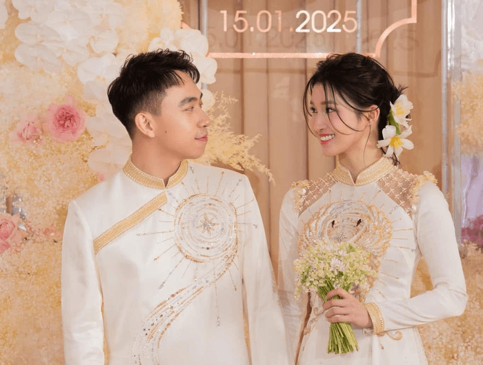 Á hậu Phương Nhi và bạn trai thiếu gia trong lễ ăn hỏi hồi đầu năm 2025.