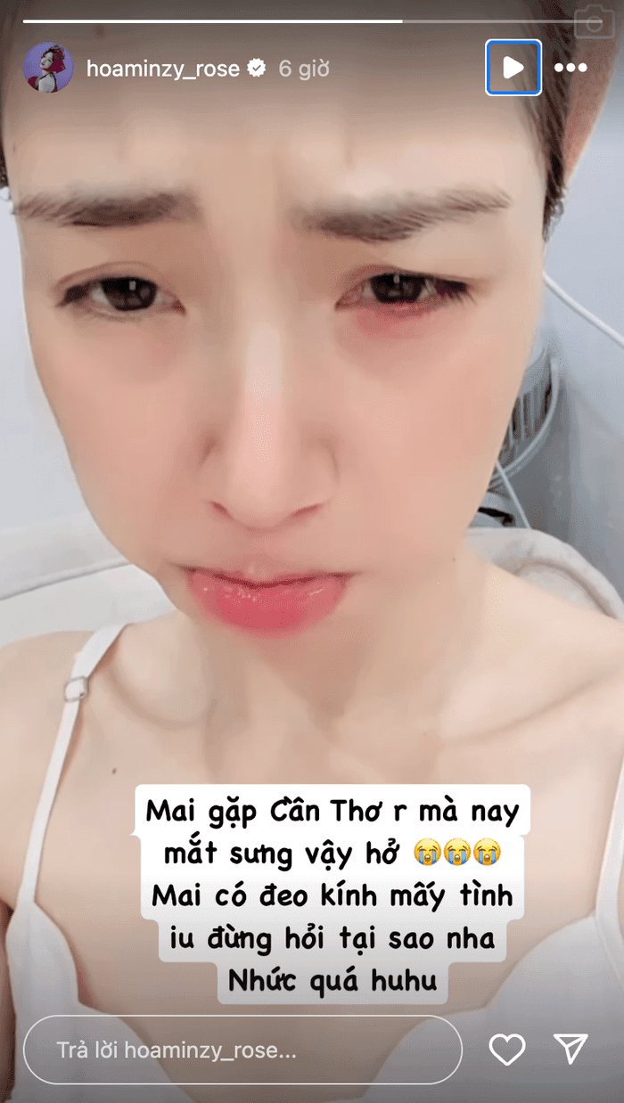 Hòa Minzy lo lắng vì sự cố ngoài ý muốn. Ảnh: IGNV