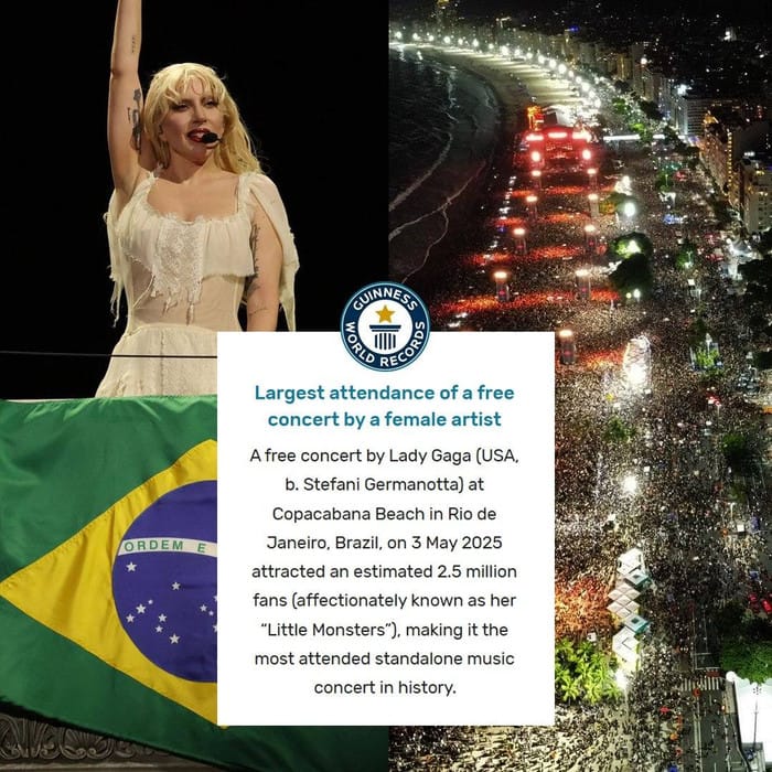 Lady Gaga lập kỷ lục Guinness với đêm diễn thu hút 2,5 triệu khán giả Ảnh 1